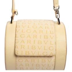 Bvlgari Beige Canvas and Leather Cylinder Bag