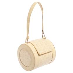 Bvlgari Beige Canvas and Leather Cylinder Bag