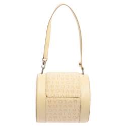 Bvlgari Beige Canvas and Leather Cylinder Bag