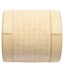 Bvlgari Beige Canvas and Leather Cylinder Bag