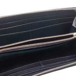 Pre Owned Bvlgari Black Leather Serpenti Forever Zip Around Wallet