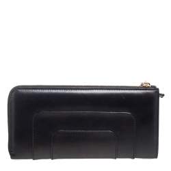 Pre Owned Bvlgari Black Leather Serpenti Forever Zip Around Wallet