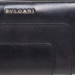 Pre Owned Bvlgari Black Leather Serpenti Forever Zip Around Wallet