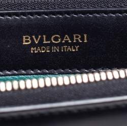 Pre Owned Bvlgari Black Leather Serpenti Forever Zip Around Wallet