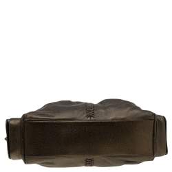 Pre Owned Bvlgari Metallic Dark Brown Leather Leoni Satchel