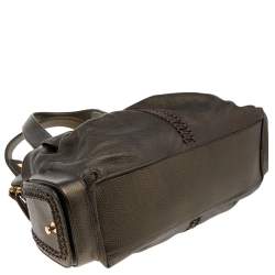 Pre Owned Bvlgari Metallic Dark Brown Leather Leoni Satchel