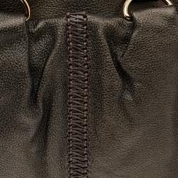 Pre Owned Bvlgari Metallic Dark Brown Leather Leoni Satchel