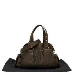 Pre Owned Bvlgari Metallic Dark Brown Leather Leoni Satchel