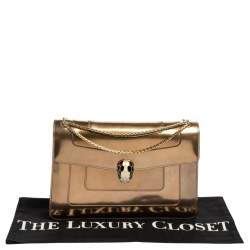 مملوكة مسبقًا Bvlgari Metallic Bronze Patent Leather Medium Serpenti Forever Shoulder Bag