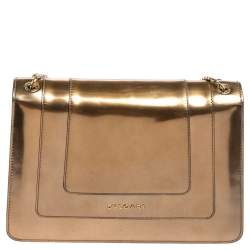 مملوكة مسبقًا Bvlgari Metallic Bronze Patent Leather Medium Serpenti Forever Shoulder Bag