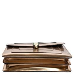 مملوكة مسبقًا Bvlgari Metallic Bronze Patent Leather Medium Serpenti Forever Shoulder Bag