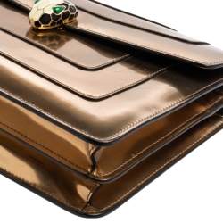 مملوكة مسبقًا Bvlgari Metallic Bronze Patent Leather Medium Serpenti Forever Shoulder Bag
