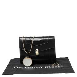 مملوكة مسبقًا Bvlgari Black Leather Serpenti Forever Shoulder Bag