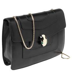 مملوكة مسبقًا Bvlgari Black Leather Serpenti Forever Shoulder Bag