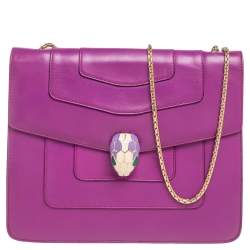 Bvlgari Purple Leather Small Serpenti Forever Shoulder Bag