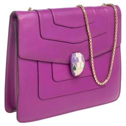 Bvlgari Purple Leather Small Serpenti Forever Shoulder Bag