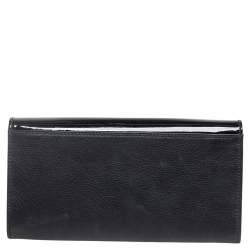 Pre Owned Bvlgari Black Leather and Patent Leather Flap Wallet 