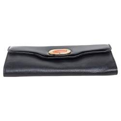 Pre Owned Bvlgari Black Leather and Patent Leather Flap Wallet 
