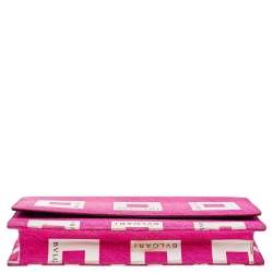 Bvlgari Pink/White Logo Print Fabric Clutch