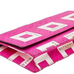 Bvlgari Pink/White Logo Print Fabric Clutch
