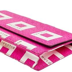 Bvlgari Pink/White Logo Print Fabric Clutch