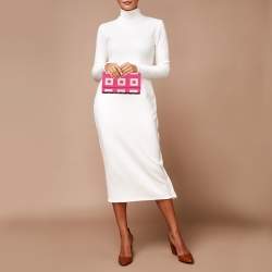 Bvlgari Pink/White Logo Print Fabric Clutch