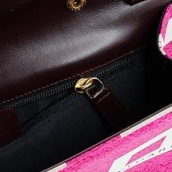 Bvlgari Pink/White Logo Print Fabric Clutch