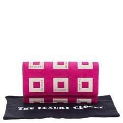 Bvlgari Pink/White Logo Print Fabric Clutch