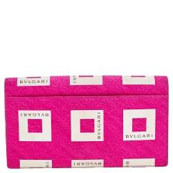 Bvlgari Pink/White Logo Print Fabric Clutch