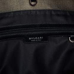 Pre Owned Bvlgari Grey/Black Coated Canvas and Leather Double Zip Tote
