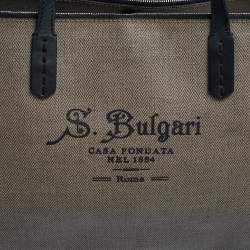 Pre Owned Bvlgari Grey/Black Coated Canvas and Leather Double Zip Tote