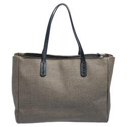Pre Owned Bvlgari Grey/Black Coated Canvas and Leather Double Zip Tote