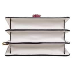 Pre Owned Bvlgari White Leather Embellished Serpenti Forever Flap Top Handle Bag