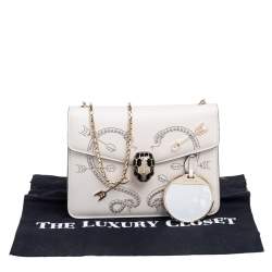 Bvlgari Off White Leather Pop Heart Serpenti Forever Shoulder Bag