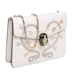 Bvlgari Off White Leather Pop Heart Serpenti Forever Shoulder Bag