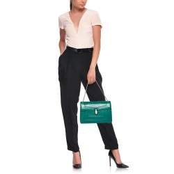 Bvlgari Green Leather Medium Serpenti Forever Shoulder Bag