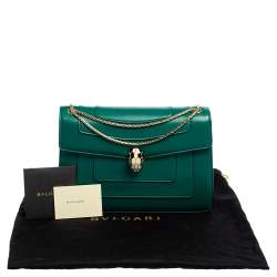 Bvlgari Green Leather Medium Serpenti Forever Shoulder Bag