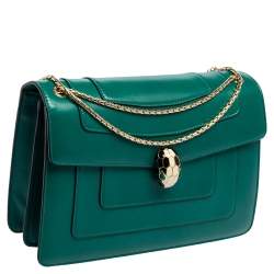 Bvlgari Green Leather Medium Serpenti Forever Shoulder Bag