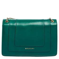 Bvlgari Green Leather Medium Serpenti Forever Shoulder Bag