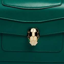Bvlgari Green Leather Medium Serpenti Forever Shoulder Bag