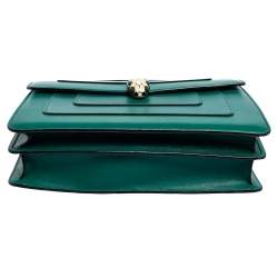 Bvlgari Green Leather Medium Serpenti Forever Shoulder Bag