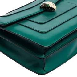 Bvlgari Green Leather Medium Serpenti Forever Shoulder Bag