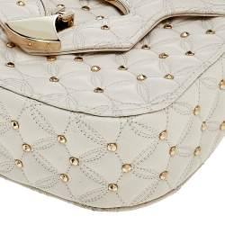 Pre Owned حقيبة كتف بلغاري ديفاس دريم مبطن جلد بيج 