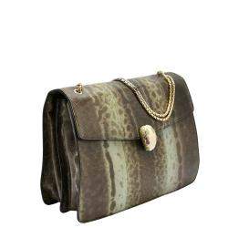 Bvlgari Beige/Brown Karung Medium Serpenti Forever Flap Shoulder Bag