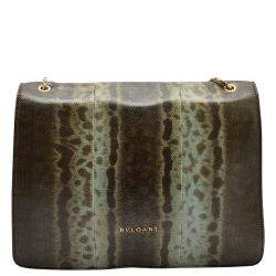 Bvlgari Beige/Brown Karung Medium Serpenti Forever Flap Shoulder Bag