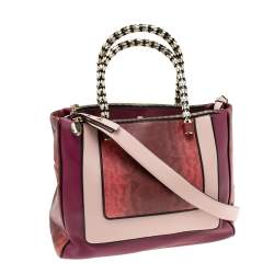 Bvlgari Tri Color Leather and Kurung Serpenti Scaglie Tote