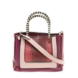 Bvlgari Tri Color Leather and Kurung Serpenti Scaglie Tote