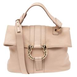 Pre Owned حقيبة كتف بلغاري ليوني جلد بيج