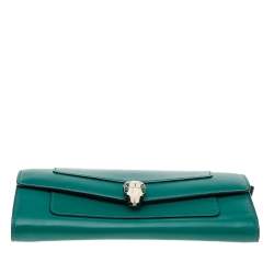 Bvlgari Green Leather Serpenti Forever Continental Wallet