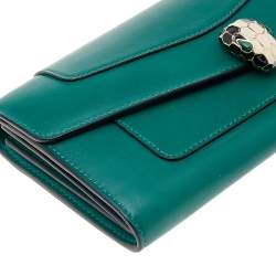 Bvlgari Green Leather Serpenti Forever Continental Wallet